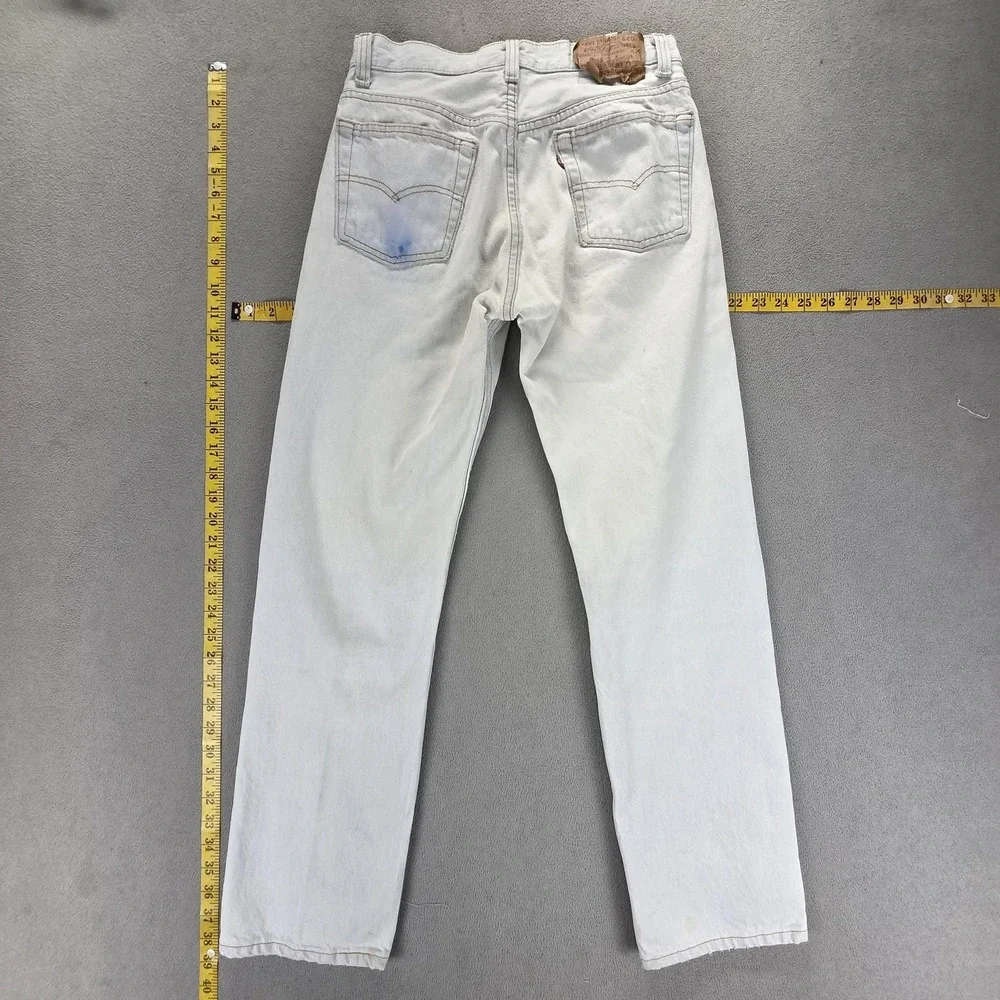 Vintage Levis 501 Jeans Mens White Button Fly Made in USA 90s Fits 27x29